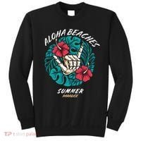 Aloha Beaches Skeleton Hand Rock On Flowers Sweatshirt thumb 0
