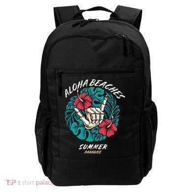 Aloha Beaches Skeleton Hand Rock On Flowers Backpack