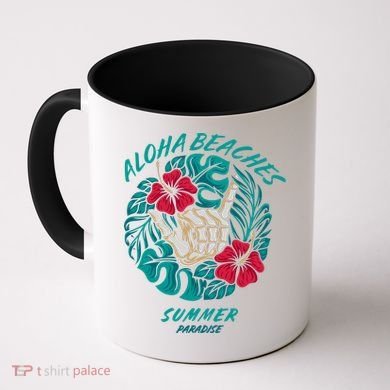 Aloha Beaches Skeleton Hand Rock On Flowers Coffee Mug