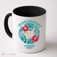 Aloha Beaches Skeleton Hand Rock On Flowers Coffee Mug thumb 0