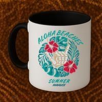 Aloha Beaches Skeleton Hand Rock On Flowers Coffee Mug thumb 2