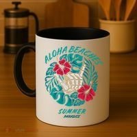 Aloha Beaches Skeleton Hand Rock On Flowers Coffee Mug thumb 4