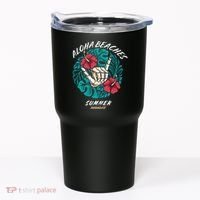 Aloha Beaches Skeleton Hand Rock On Flowers Tumbler thumb 0