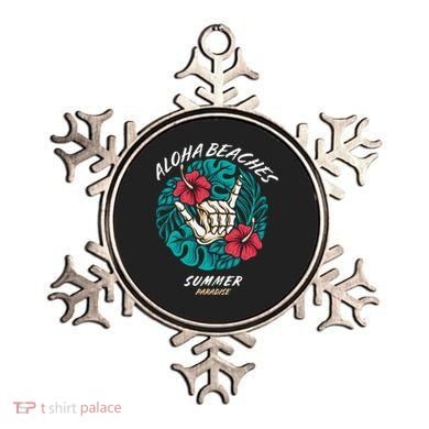 Aloha Beaches Skeleton Hand Rock On Flowers Ornament