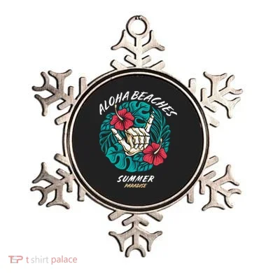 Aloha Beaches Skeleton Hand Rock On Flowers Ornament