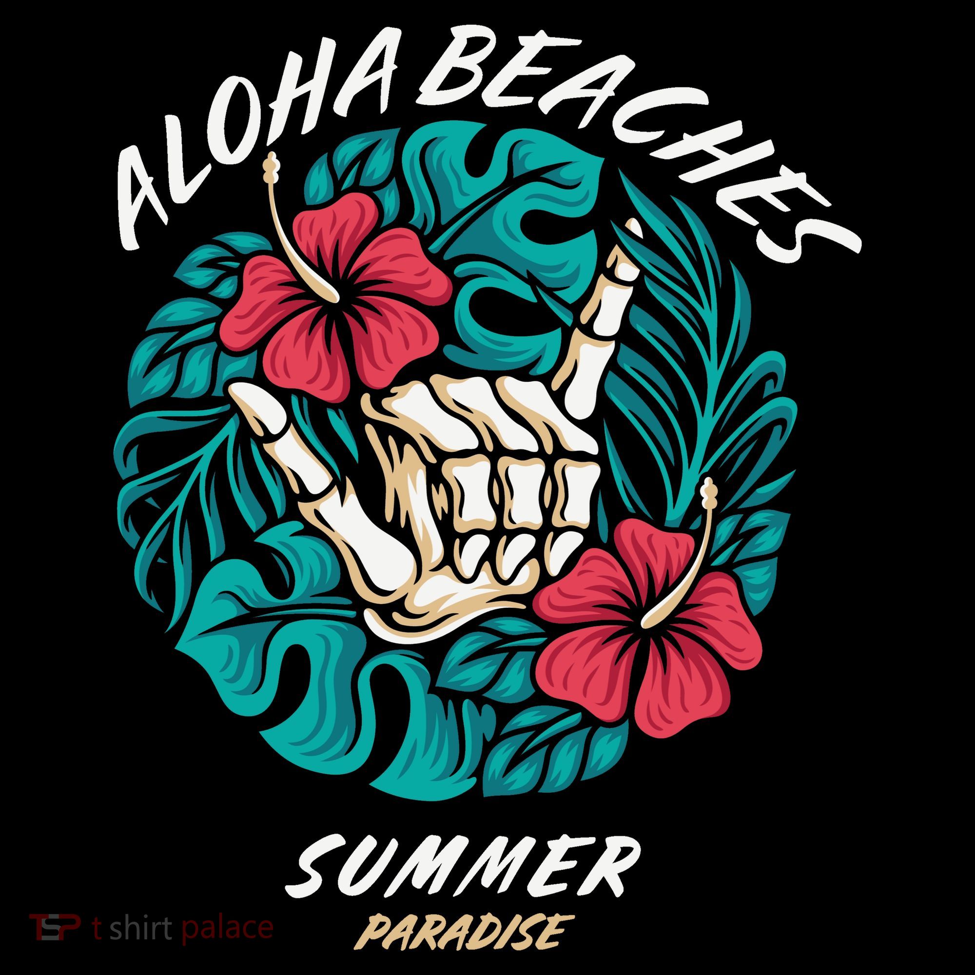 Aloha Beaches Skeleton Hand Rock On Flowers Ornament