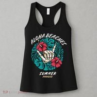Aloha Beaches Skeleton Hand Rock On Flowers Women's Tank Top thumb 3