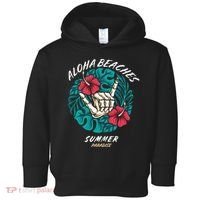 Aloha Beaches Skeleton Hand Rock On Flowers Toddler Hoodie thumb 0