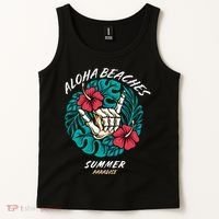 Aloha Beaches Skeleton Hand Rock On Flowers Tank Top thumb 2