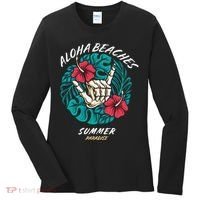 Aloha Beaches Skeleton Hand Rock On Flowers Women's Long Sleeve Shirt thumb 0