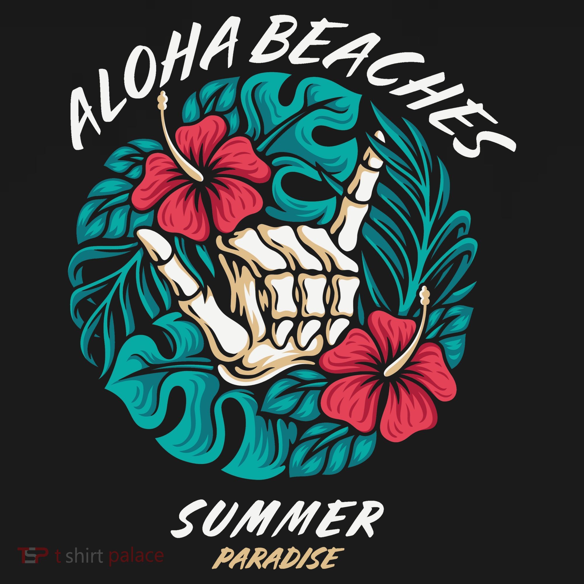 Aloha Beaches Skeleton Hand Rock On Flowers Kids Sweatshirt