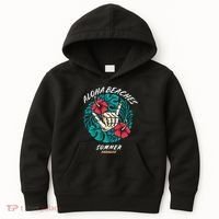 Aloha Beaches Skeleton Hand Rock On Flowers Kids Hoodie thumb 0