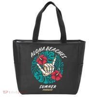 Aloha Beaches Skeleton Hand Rock On Flowers Tote Bag thumb 0