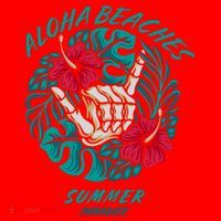 Aloha Beaches Skeleton Hand Rock On Flowers Santa Hat thumb 1