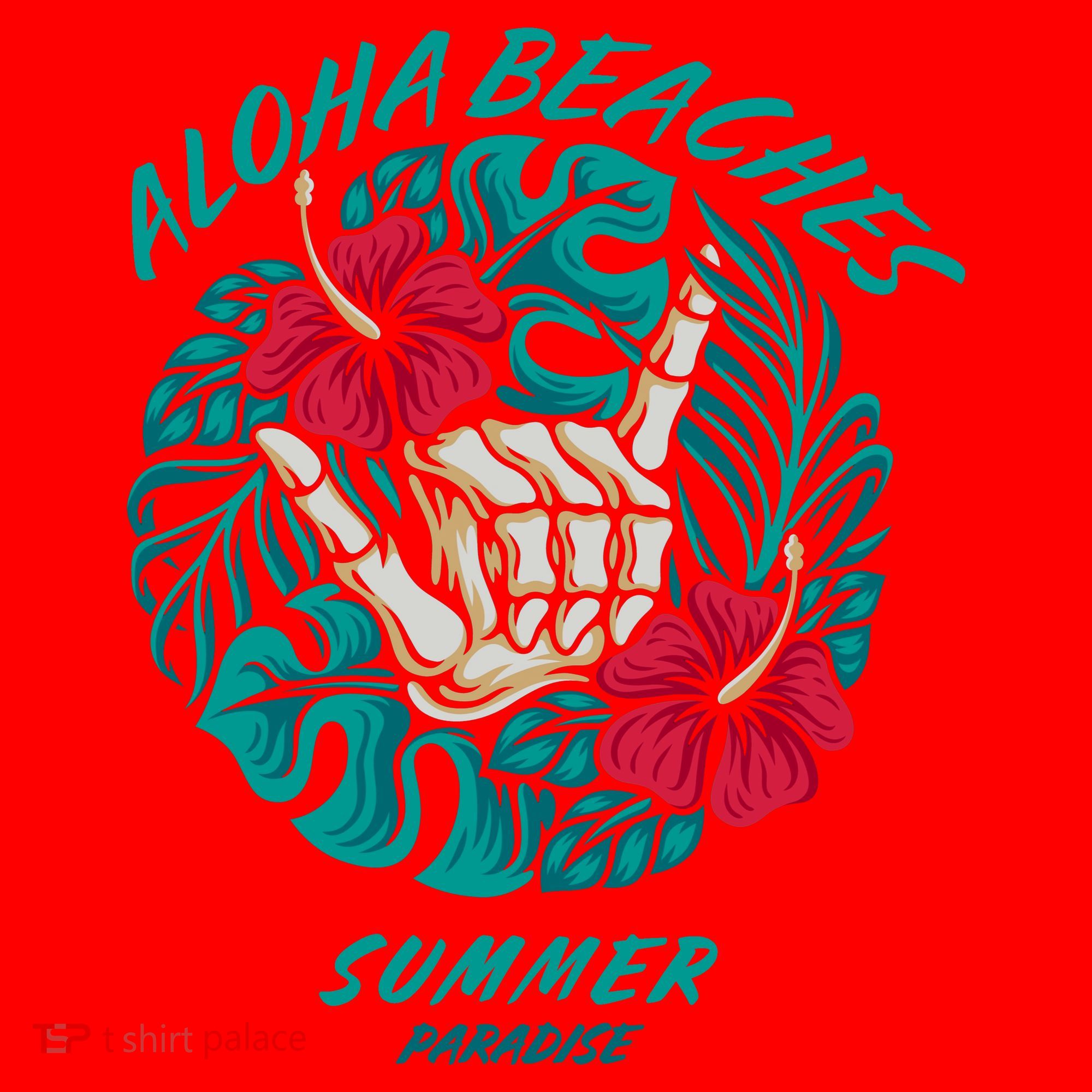 Aloha Beaches Skeleton Hand Rock On Flowers Santa Hat