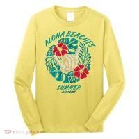 Aloha Beaches Skeleton Hand Rock On Flowers Long Sleeve Shirt thumb 0