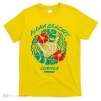 Aloha Beaches Skeleton Hand Rock On Flowers T-Shirt thumb 0