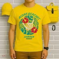 Aloha Beaches Skeleton Hand Rock On Flowers T-Shirt thumb 6
