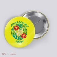 Aloha Beaches Skeleton Hand Rock On Flowers Button thumb 0