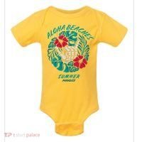 Aloha Beaches Skeleton Hand Rock On Flowers Baby Bodysuit thumb 0