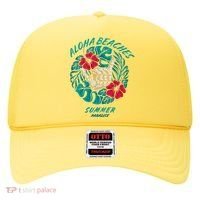 Aloha Beaches Skeleton Hand Rock On Flowers Hat thumb 0