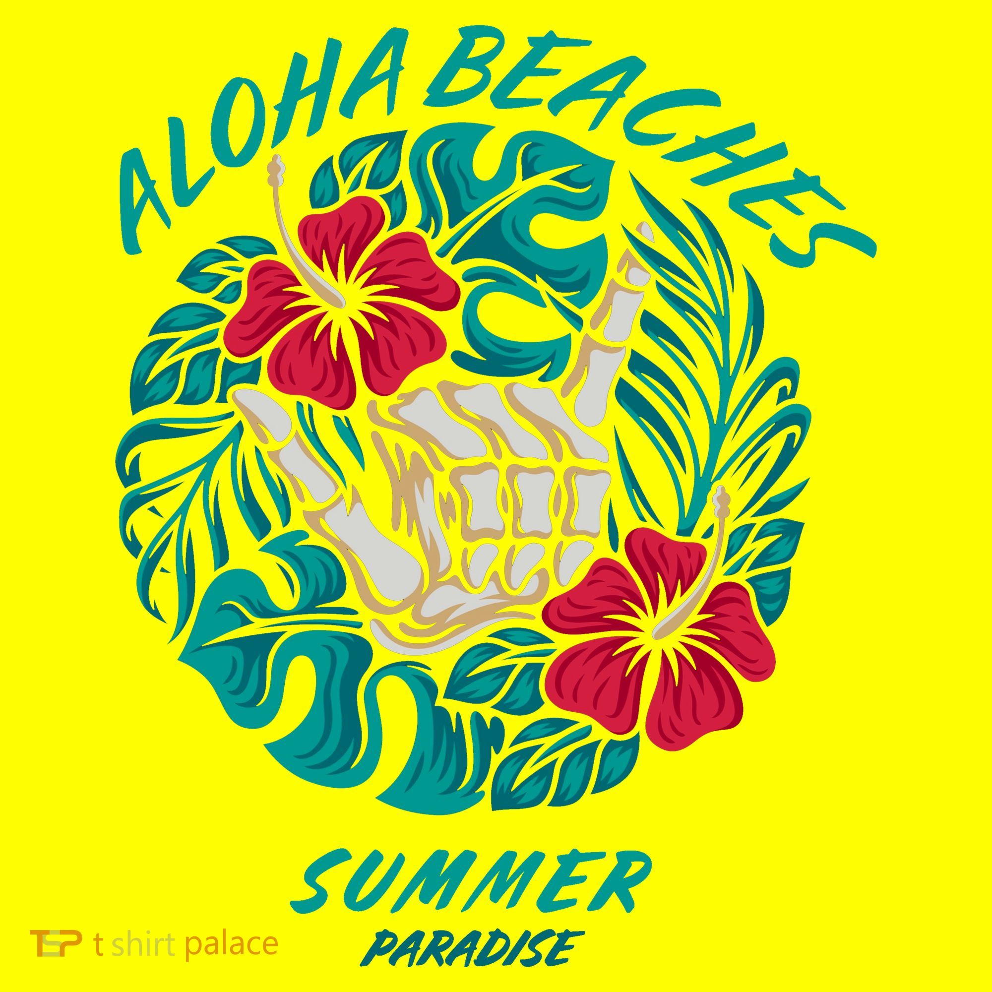 Aloha Beaches Skeleton Hand Rock On Flowers Toddler T-Shirt