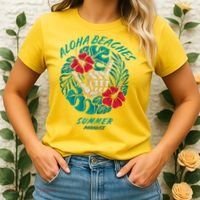Aloha Beaches Skeleton Hand Rock On Flowers Women's T-Shirt thumb 2