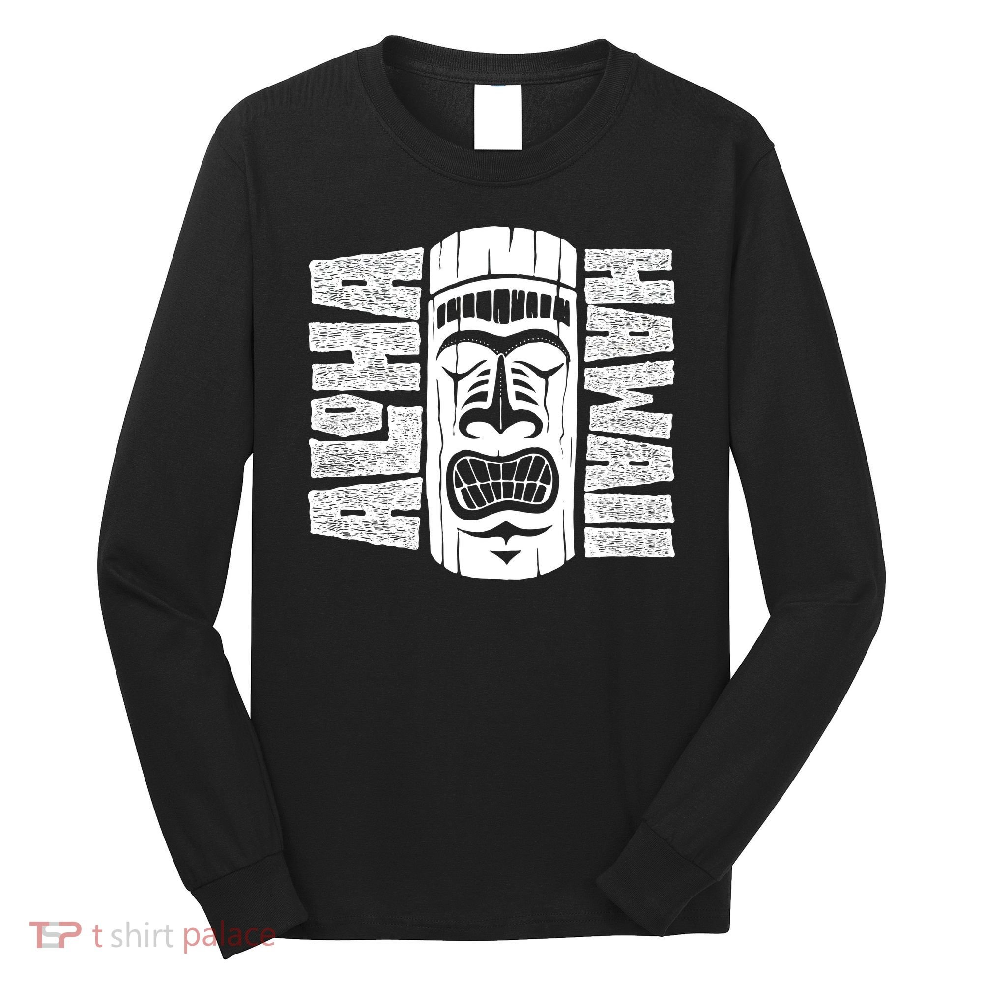 Aloha Hawaii Tiki Statue Long Sleeve Shirt