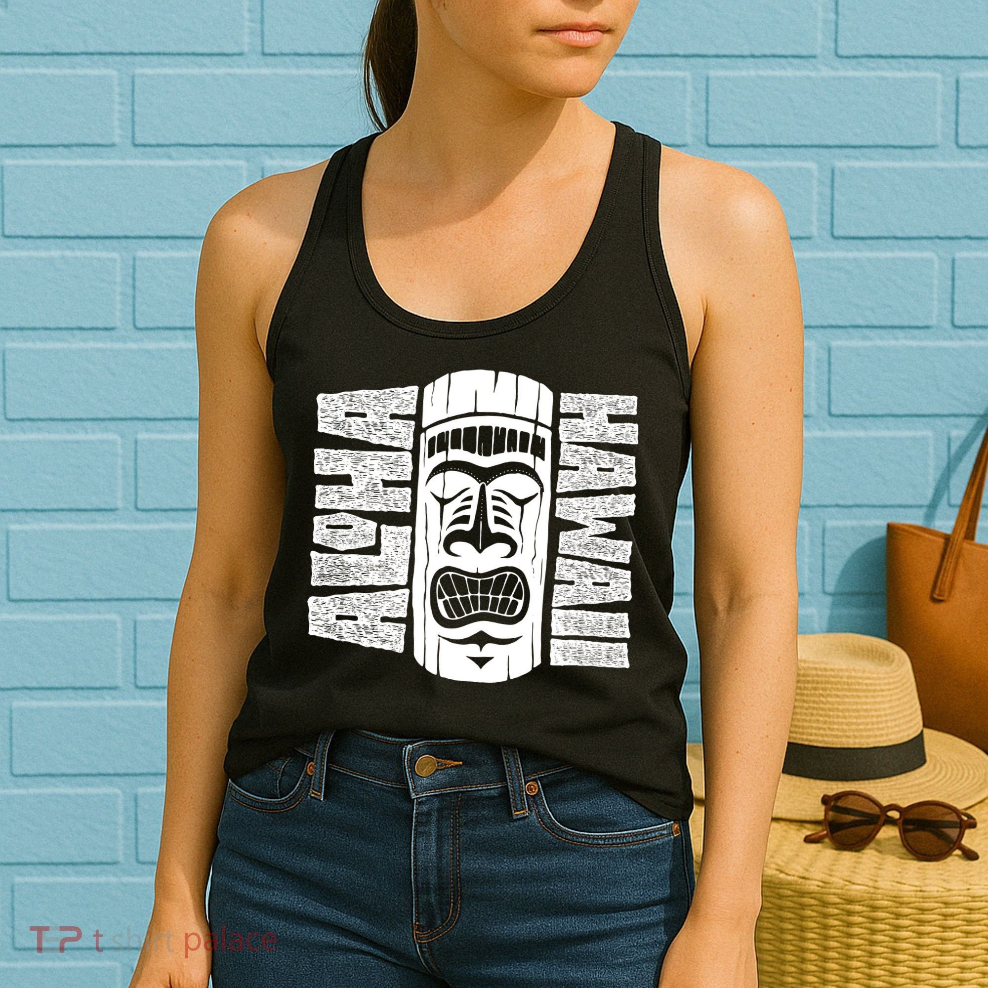 Aloha Hawaii Tiki Statue Women's Tank Top