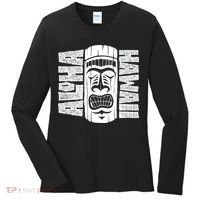 Aloha Hawaii Tiki Statue Women's Long Sleeve Shirt thumb 0