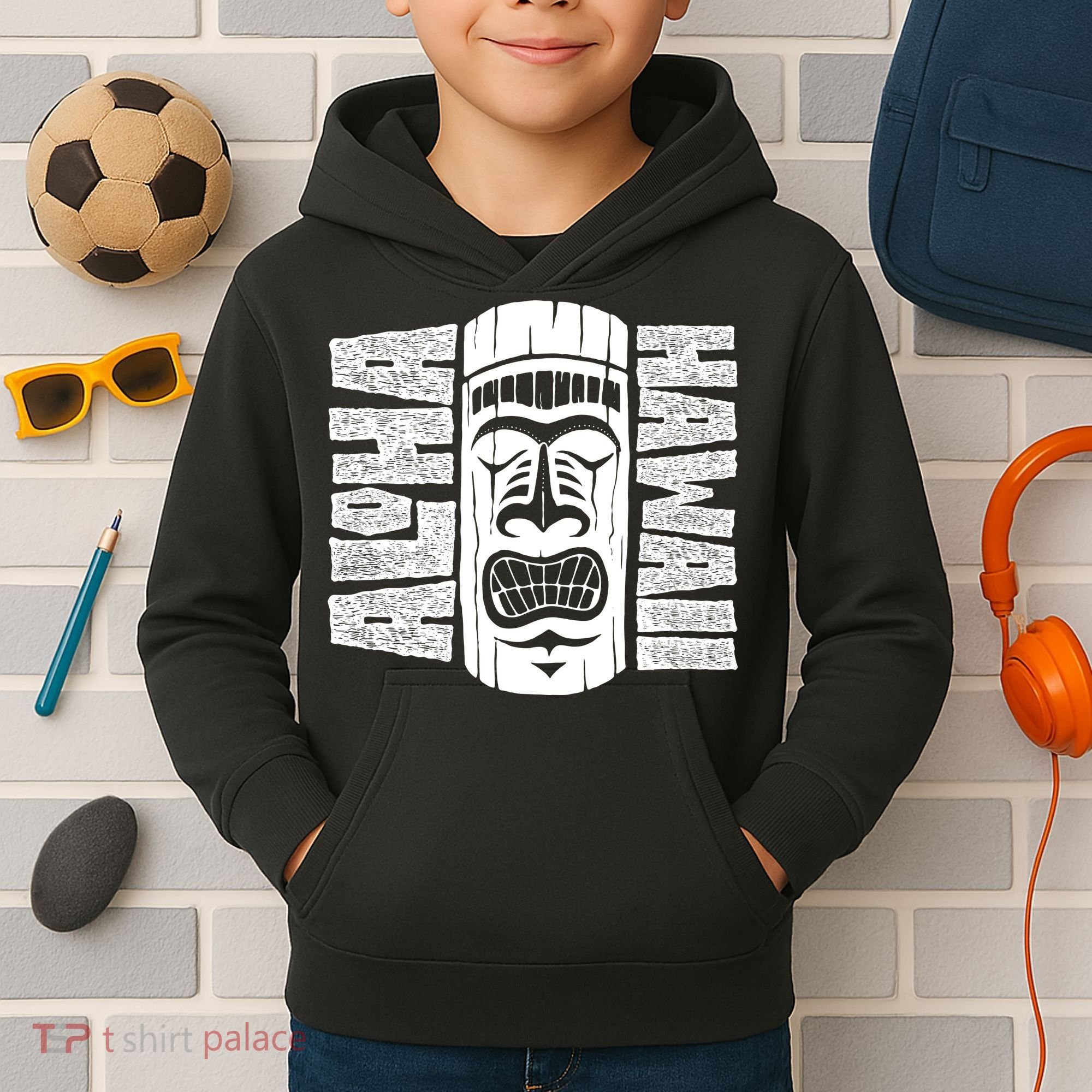Aloha Hawaii Tiki Statue Kids Hoodie