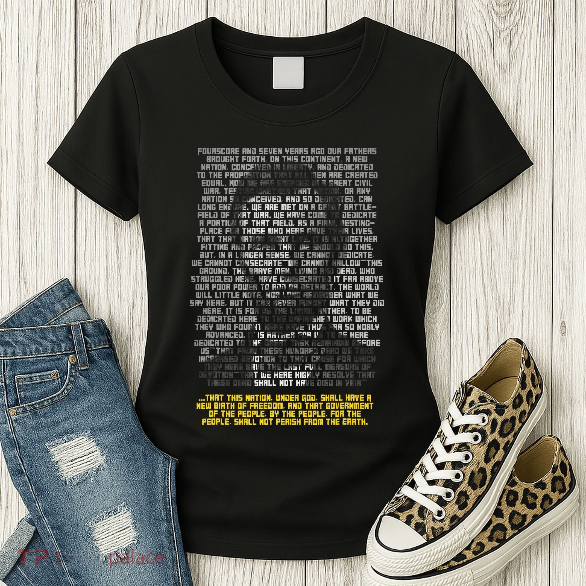 Abraham Lincoln Portrait Gettysburg Address Women's T-Shirt
