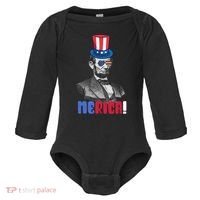 Abraham Lincoln President 4th Of July Gift Merica Gift Baby Long Sleeve Bodysuit thumb 0