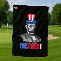 Abraham Lincoln President 4th Of July Gift Merica Gift Golf Towel thumb 1