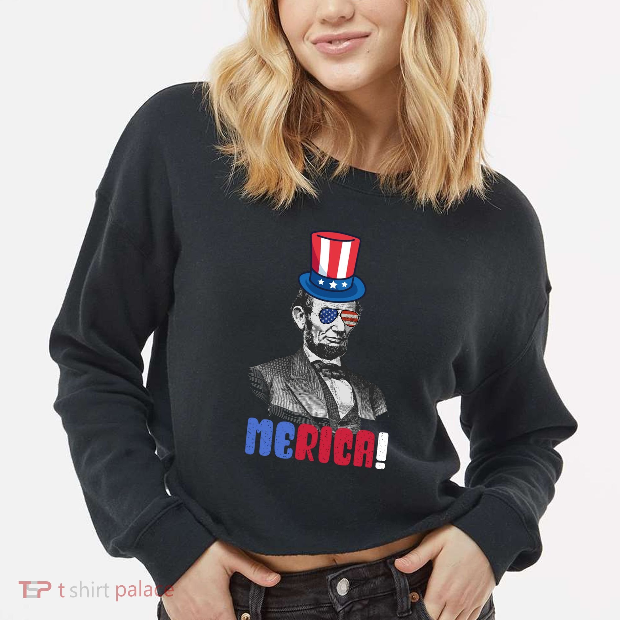 Abraham Lincoln President 4th Of July Gift Merica Gift Cropped Pullover Crew