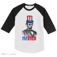 Abraham Lincoln President 4th Of July Gift Merica Gift Kids Colorblock Raglan Jersey thumb 0