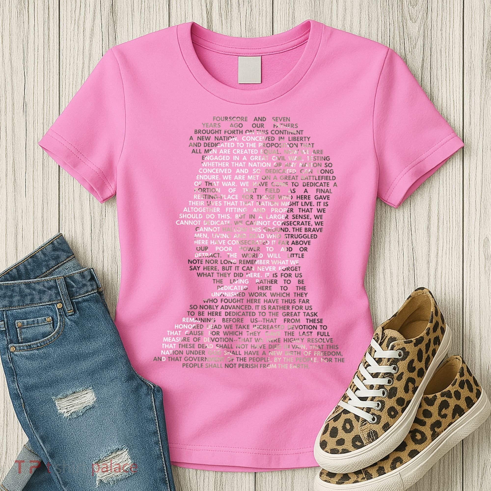 Abraham Lincoln Portrait Gettysburg Address Women's T-Shirt