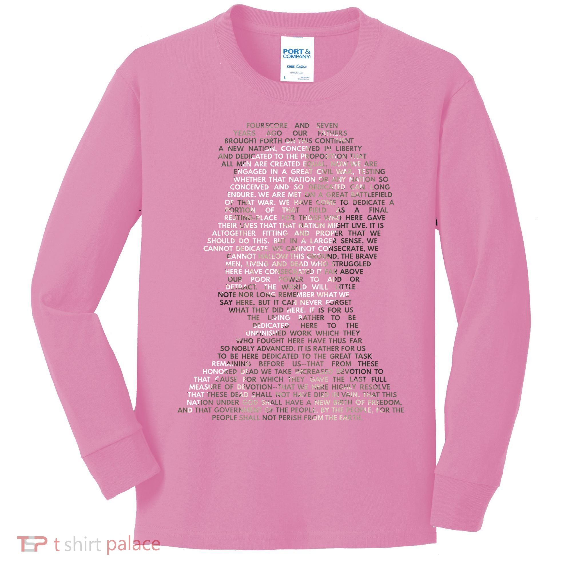 Abraham Lincoln Portrait Gettysburg Address Kids Long Sleeve Shirt