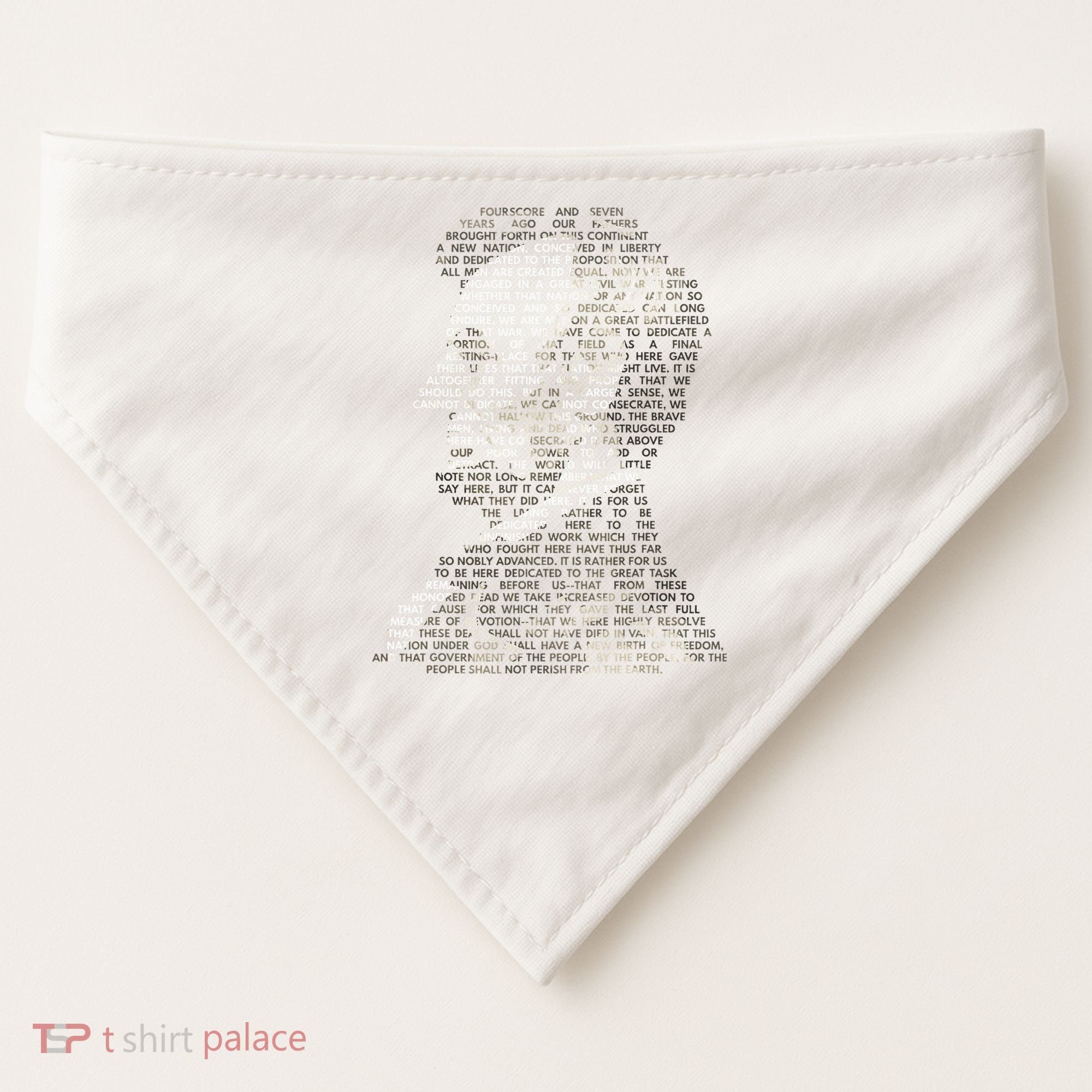 Abraham Lincoln Portrait Gettysburg Address USA-Made Doggie Bandana