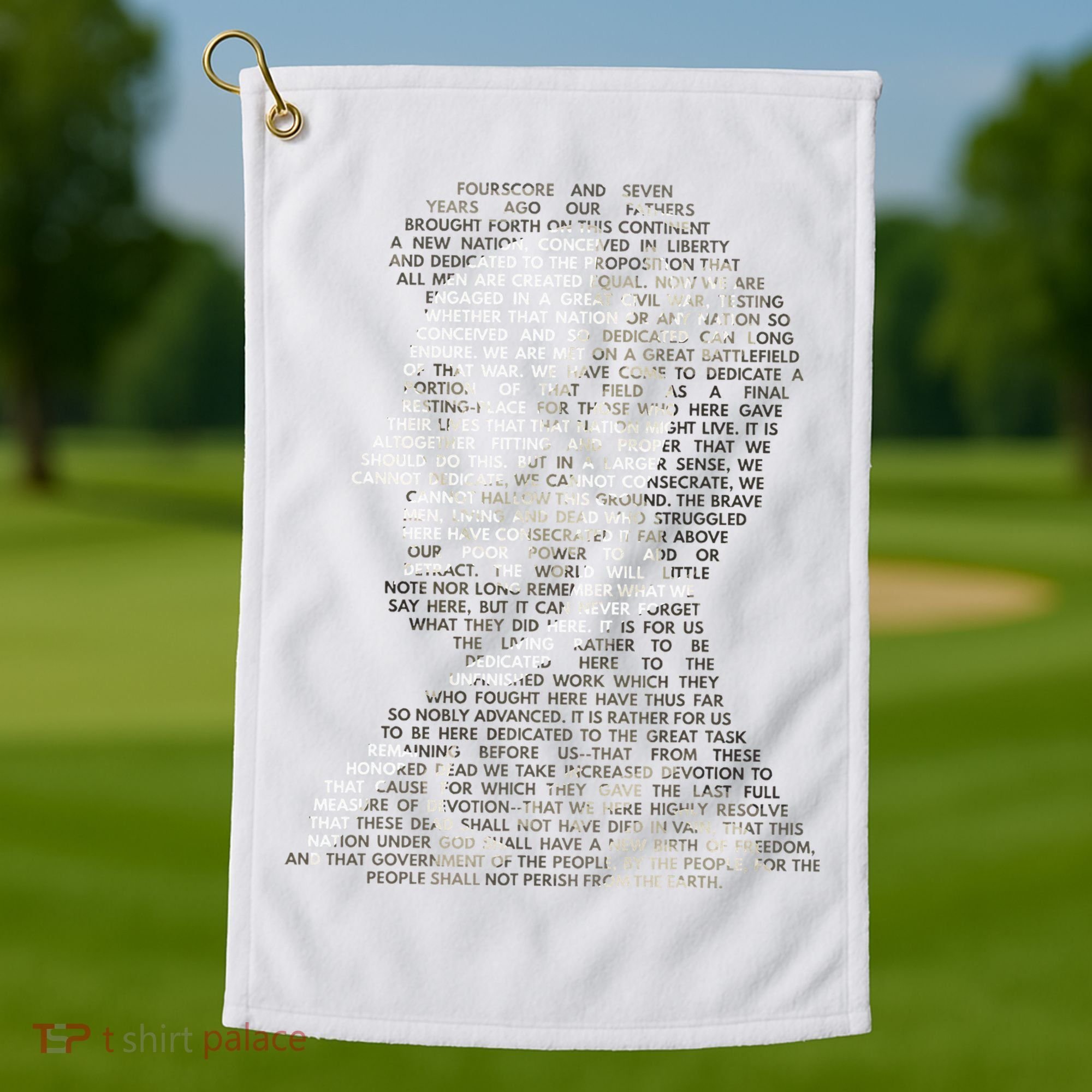 Abraham Lincoln Portrait Gettysburg Address Golf Towel