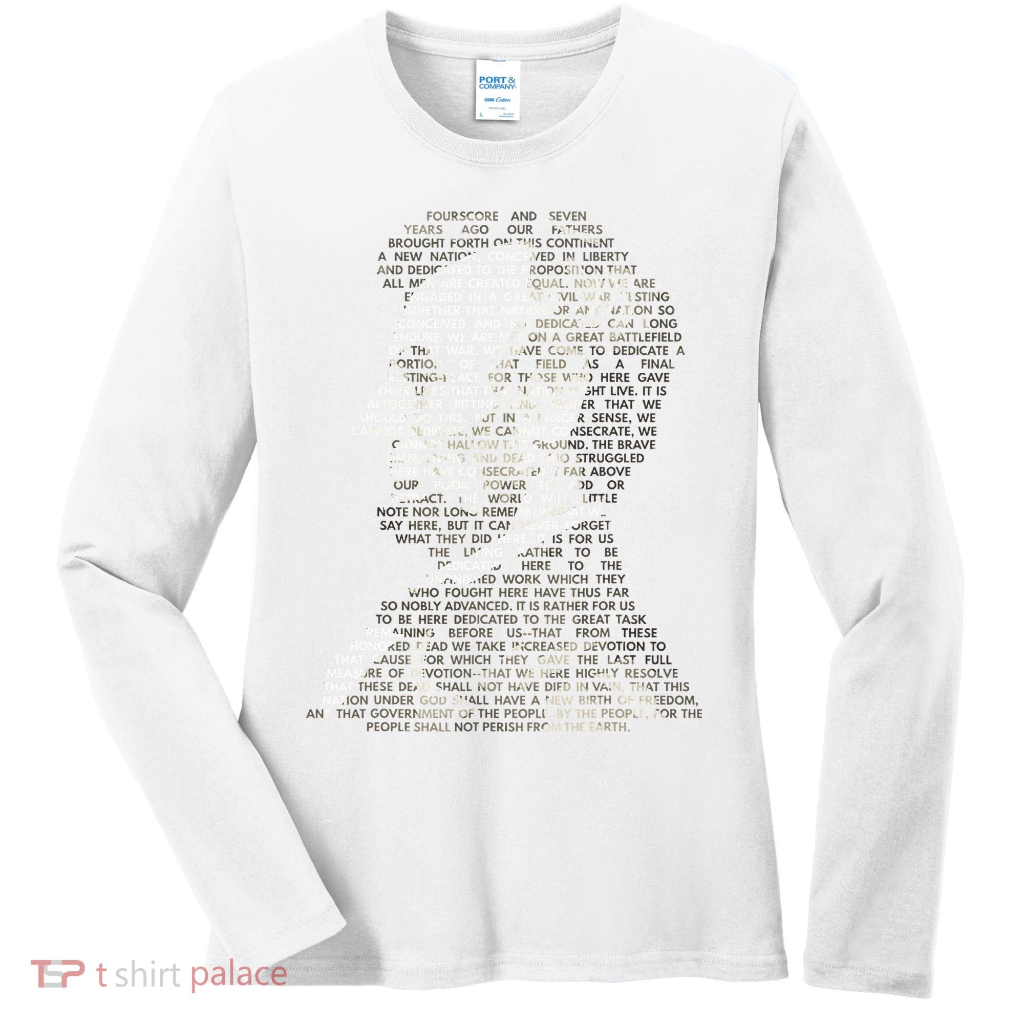 Abraham Lincoln Portrait Gettysburg Address Women's Long Sleeve Shirt