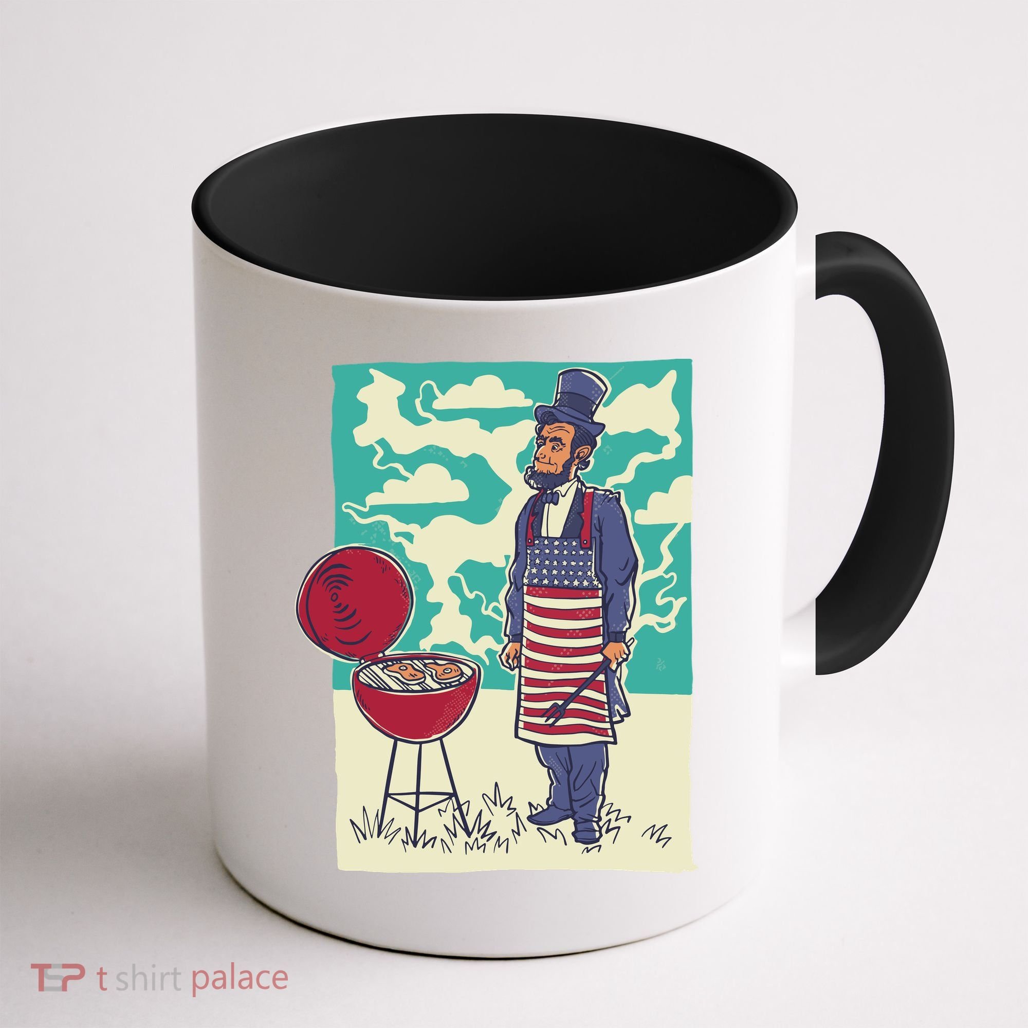 Abe Lincoln Patriotic Barbeque BBQ Coffee Mug