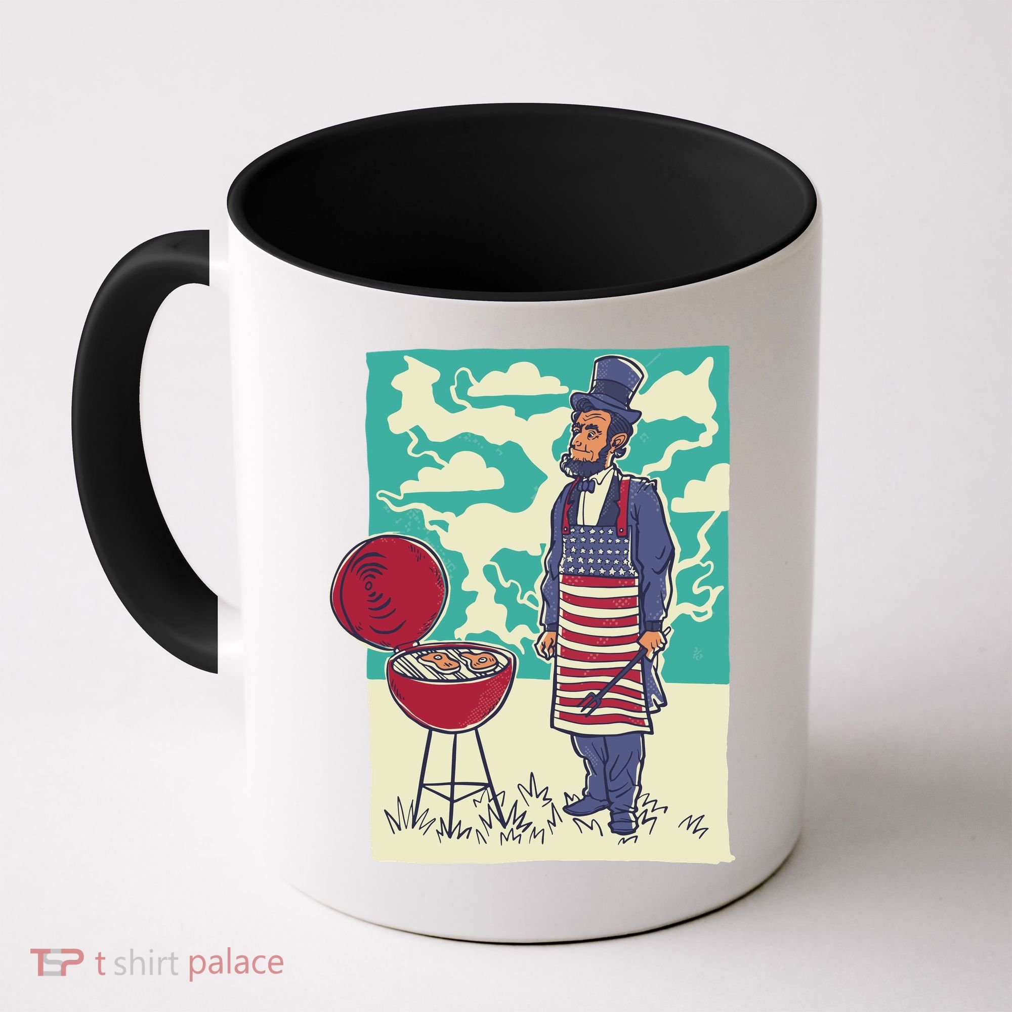 Abe Lincoln Patriotic Barbeque BBQ Coffee Mug