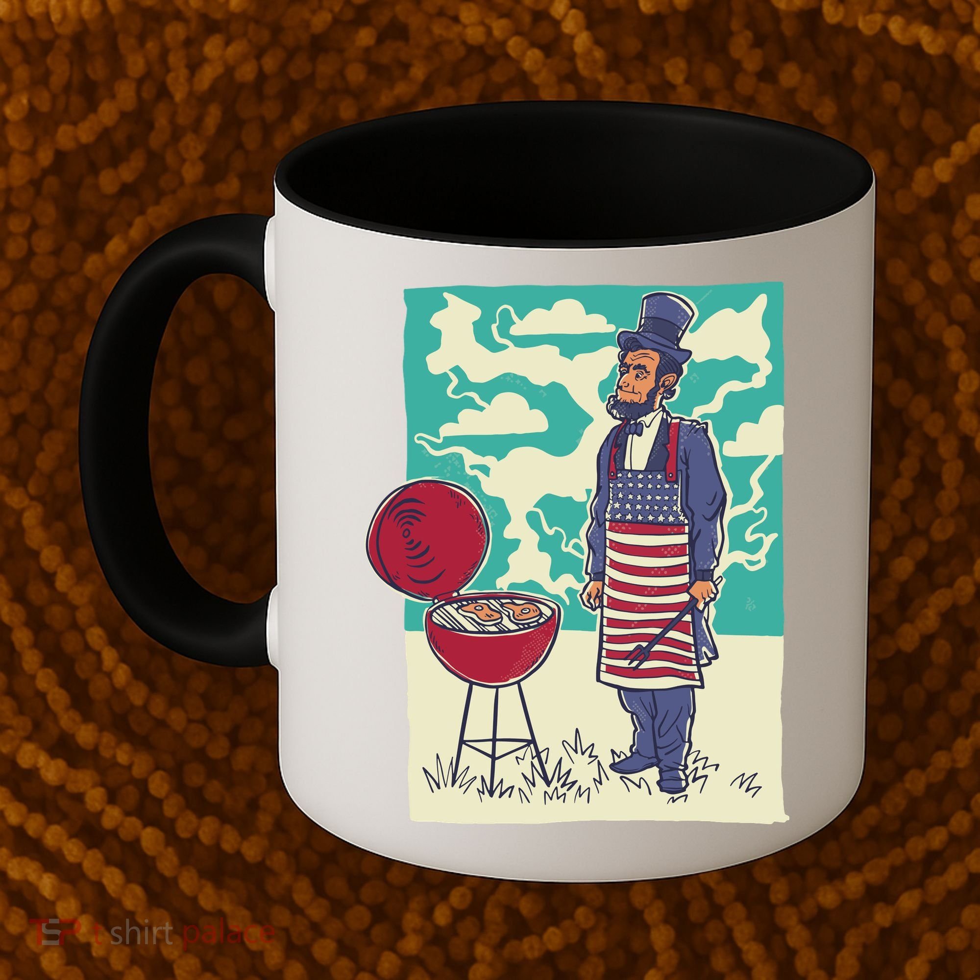 Abe Lincoln Patriotic Barbeque BBQ Coffee Mug