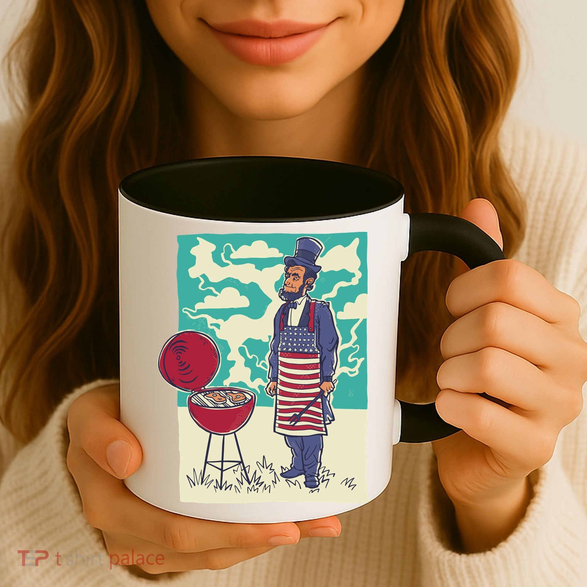 Abe Lincoln Patriotic Barbeque BBQ Coffee Mug