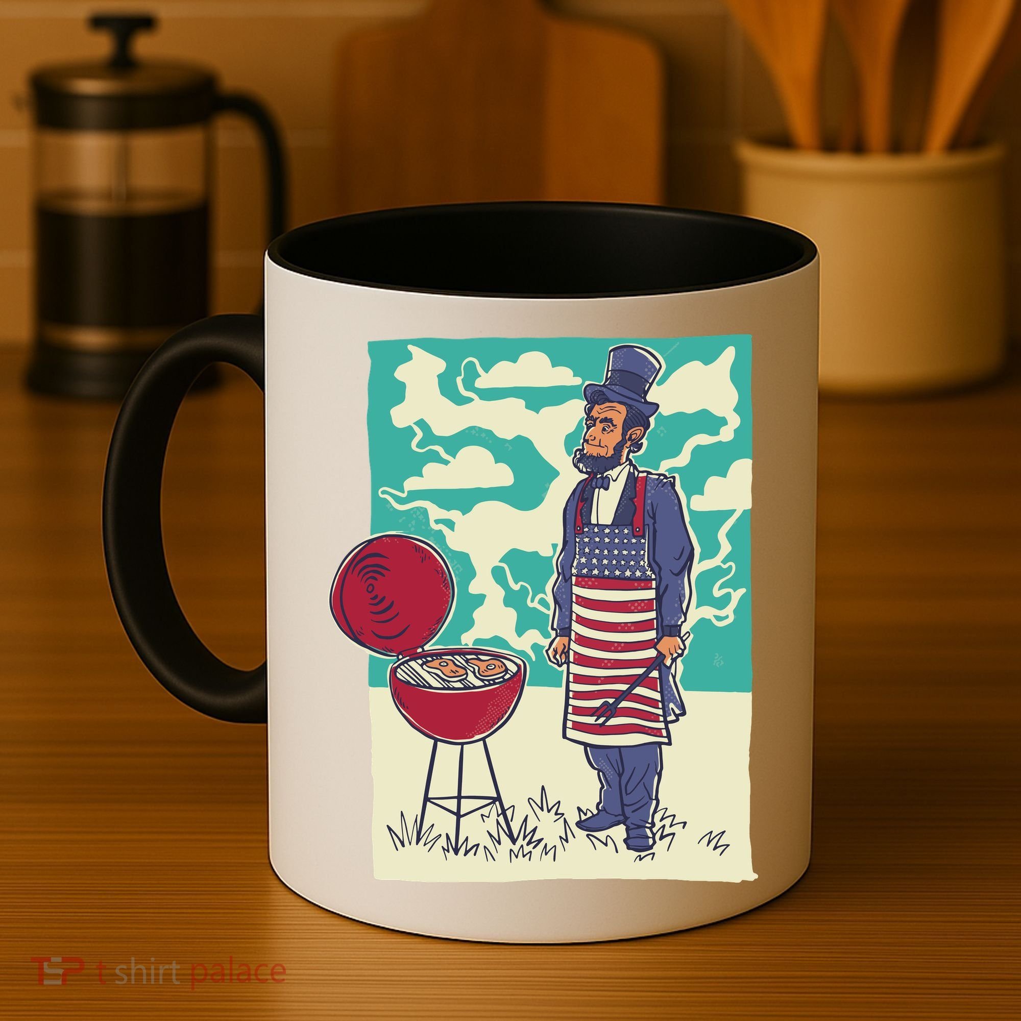 Abe Lincoln Patriotic Barbeque BBQ Coffee Mug