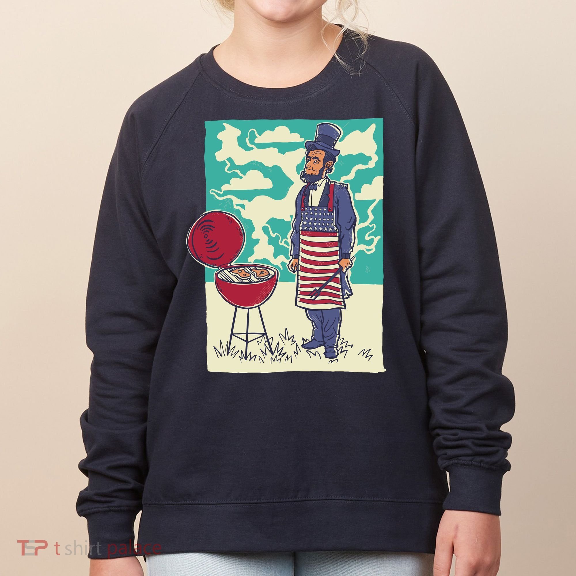 Abe Lincoln Patriotic Barbeque BBQ Women's Sweatshirt