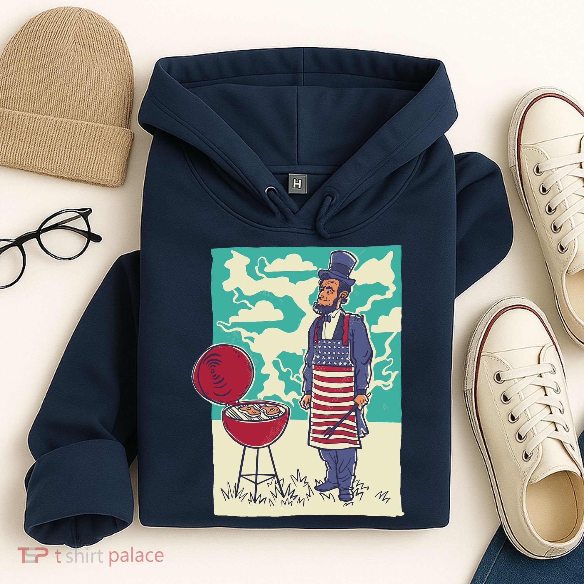 Abe Lincoln Patriotic Barbeque BBQ Hoodie
