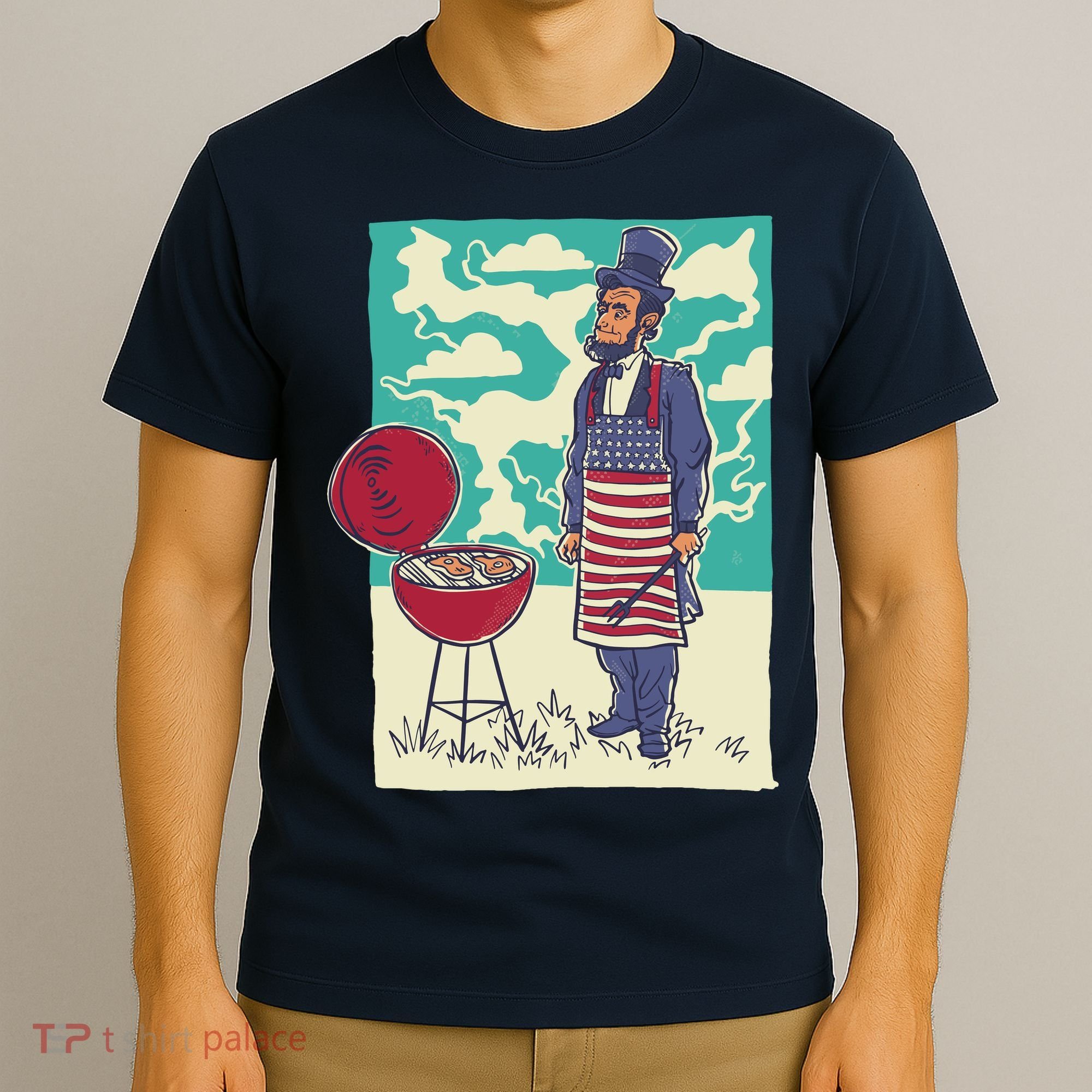 Abe Lincoln Patriotic Barbeque BBQ T-Shirt
