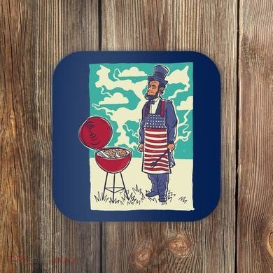 Abe Lincoln Patriotic Barbeque BBQ Coaster